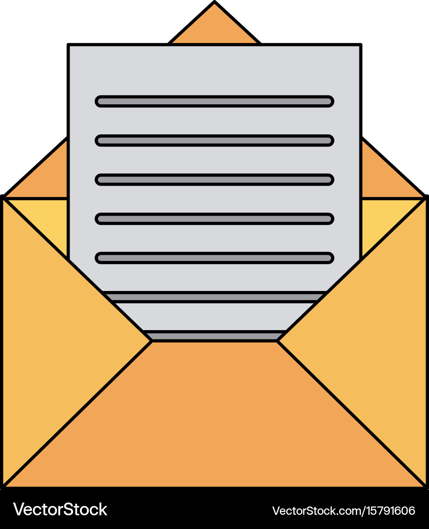 Message envelope with paper coming out icon image Vector Image