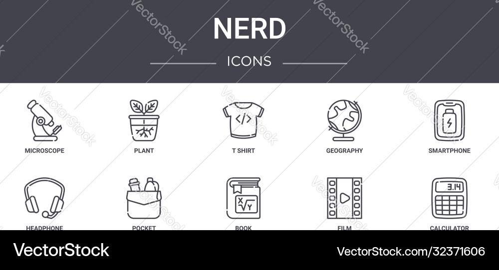 Nerd concept line icons set contains usable Nerd concept line icons set contains usable vector image