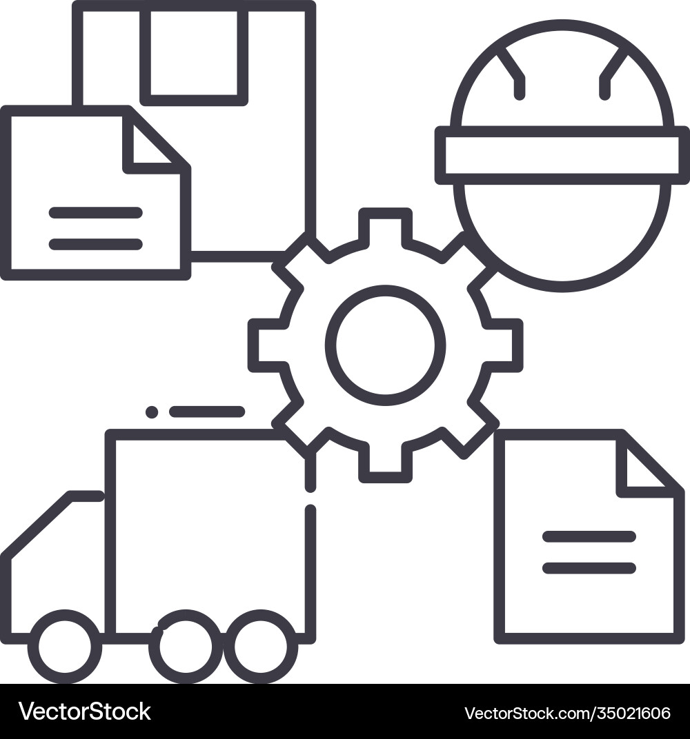 Order processing concept icon linear isolated Vector Image