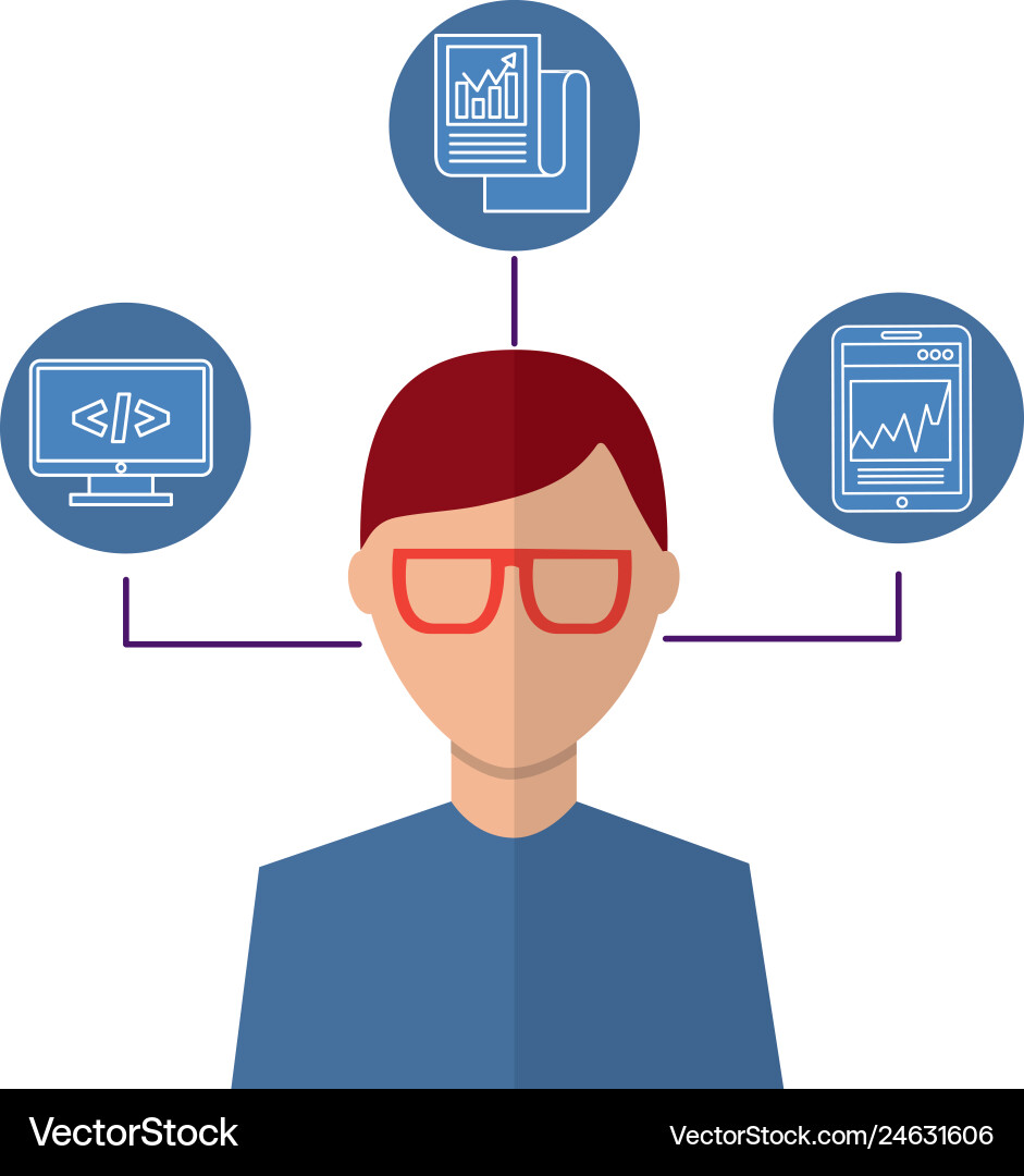 Portrait of man coding programmer Portrait of man coding programmer vector image