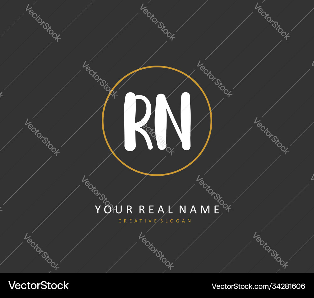 R n rn initial letter handwriting and signature R n rn initial letter handwriting and signature Vector Image
