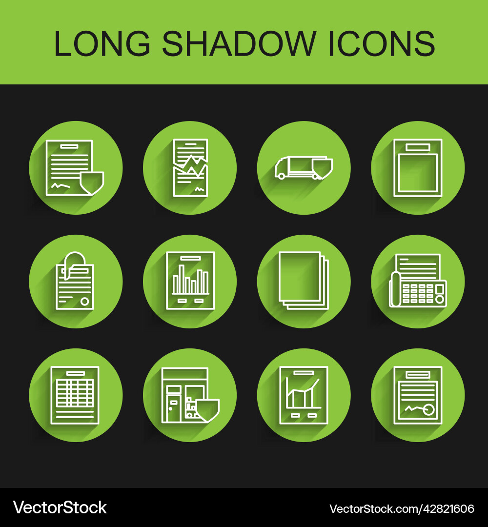 Set line report file document shopping building Set line report file document shopping building vector image