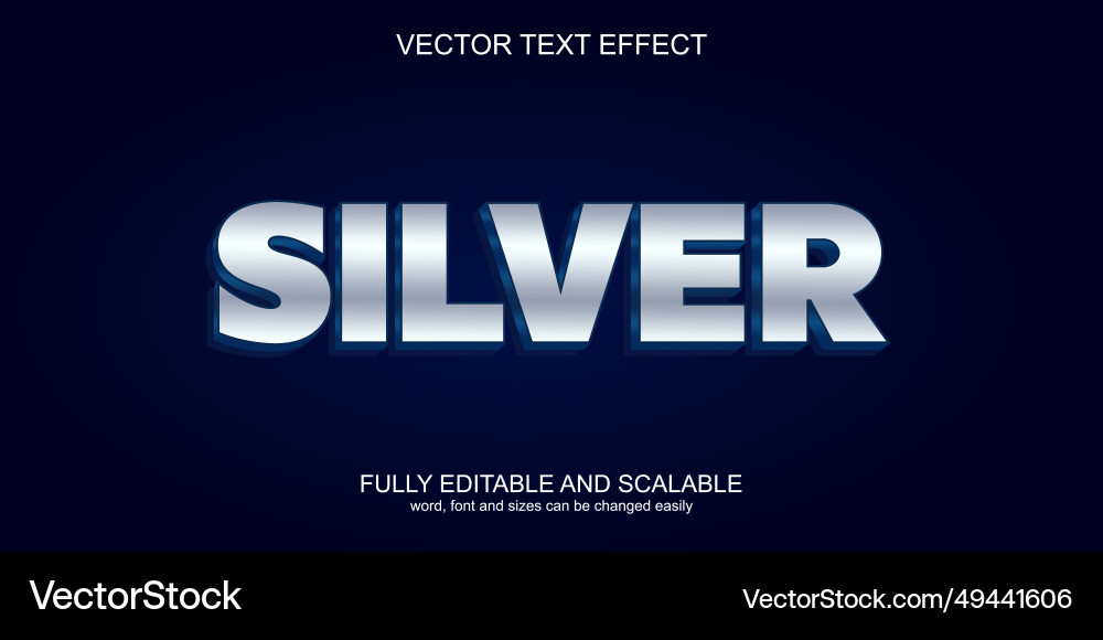 Silver text effect 3d editable Silver text effect 3d editable vector image