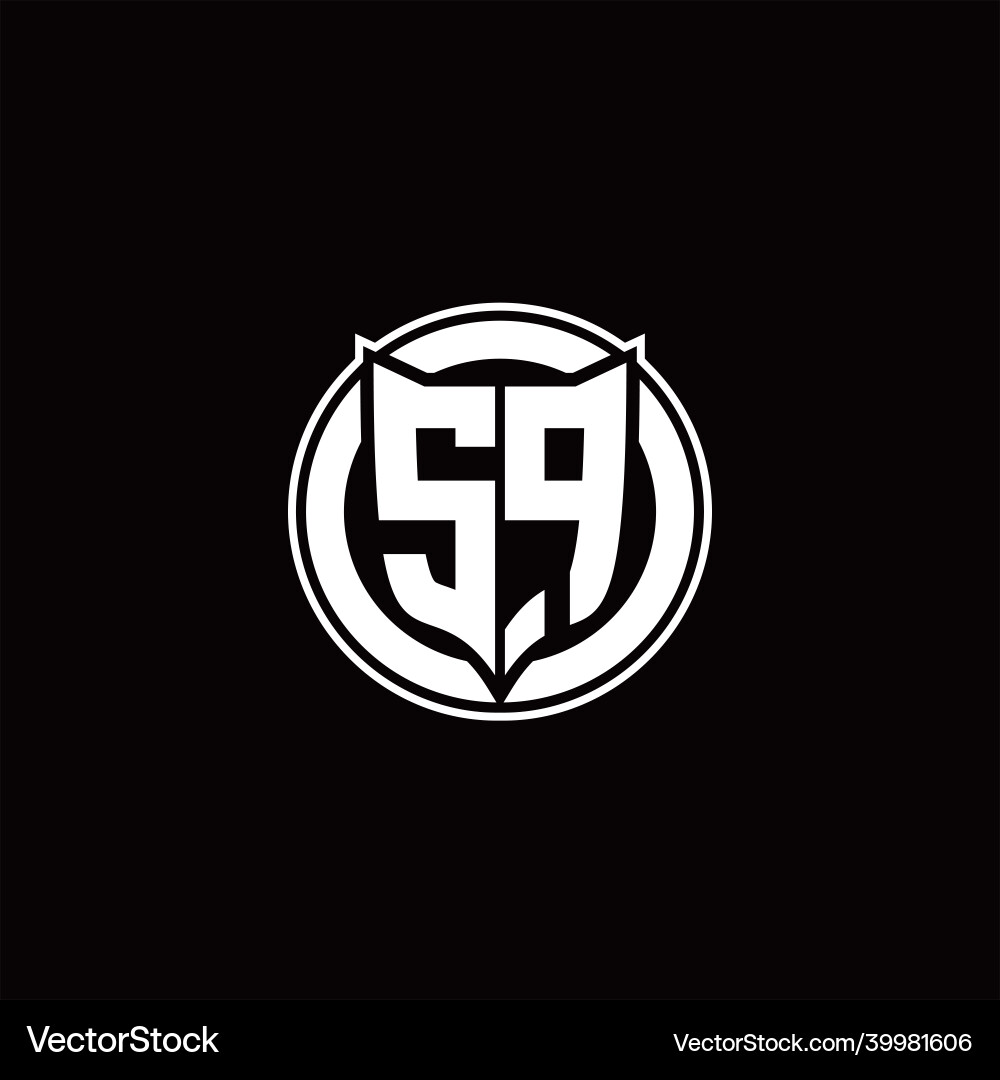 Sp logo monogram with shield and circluar shape vector image