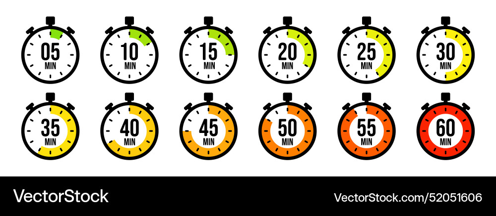Stopwatch icons colorful simple chronometer time Stopwatch icons colorful simple chronometer time vector image