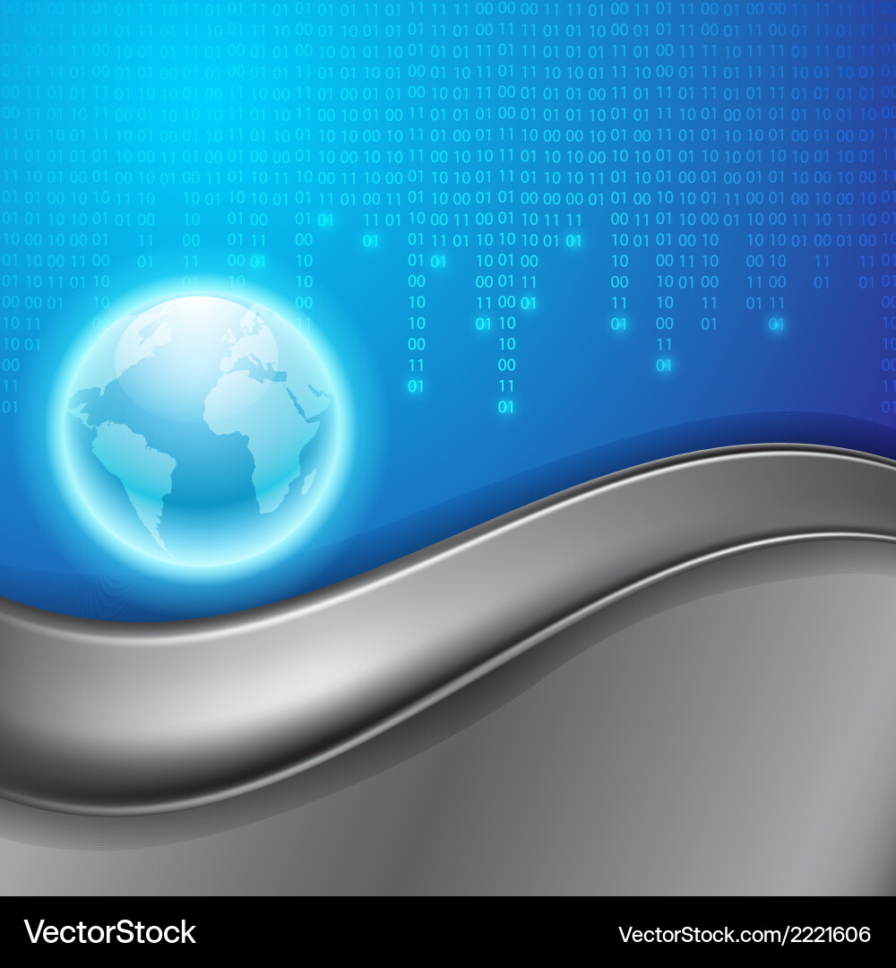 Stream of binary code with the globe Vector Image