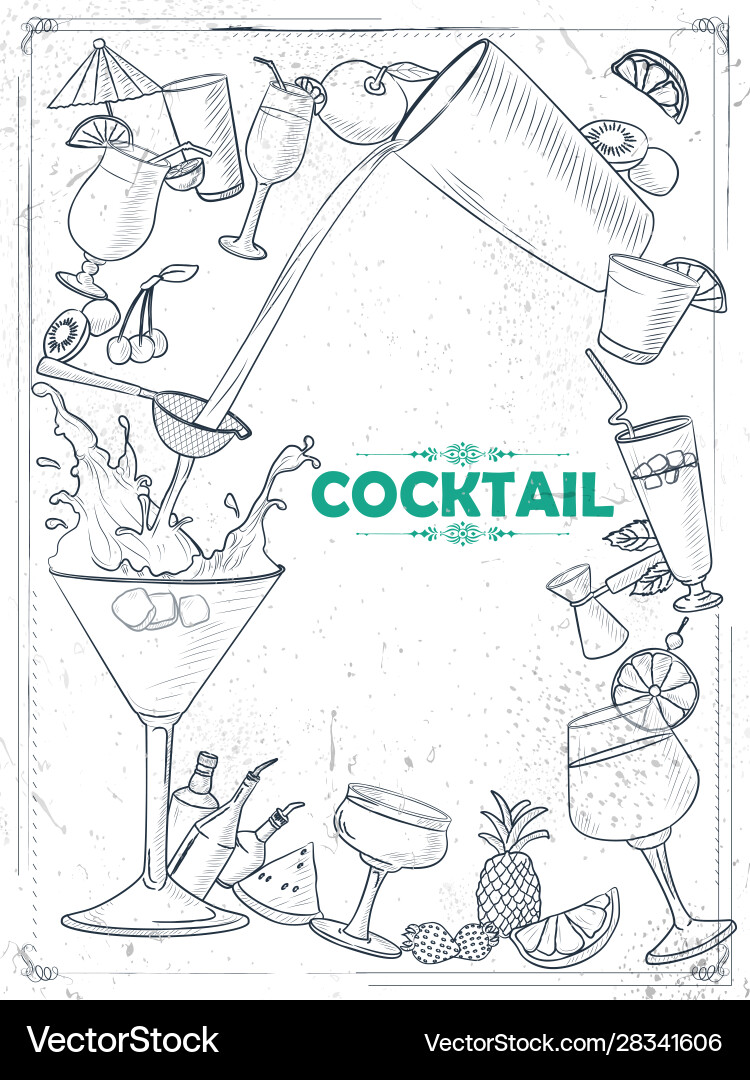 Template different types cocktail for menu Template different types cocktail for menu vector image