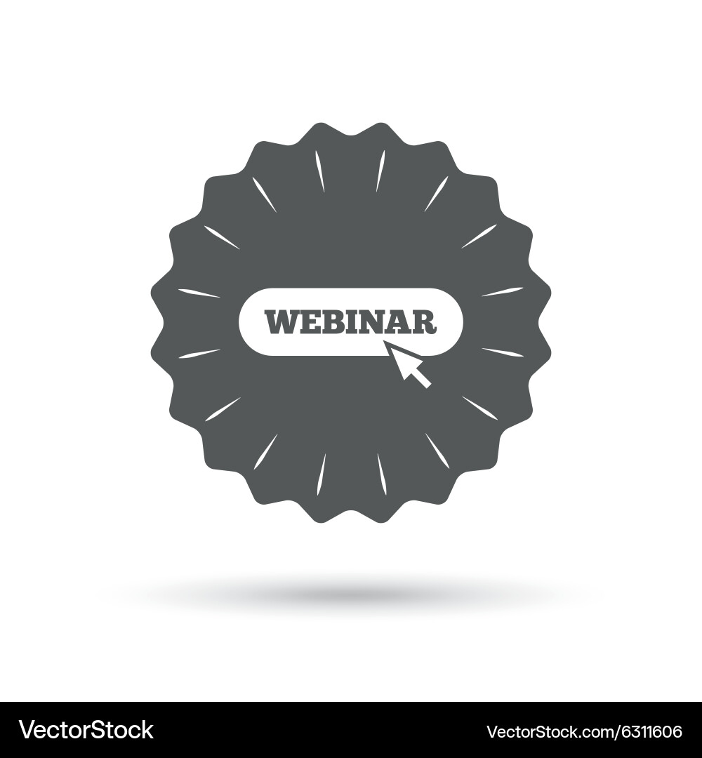 Webinar with cursor pointer sign icon web study Vector Image