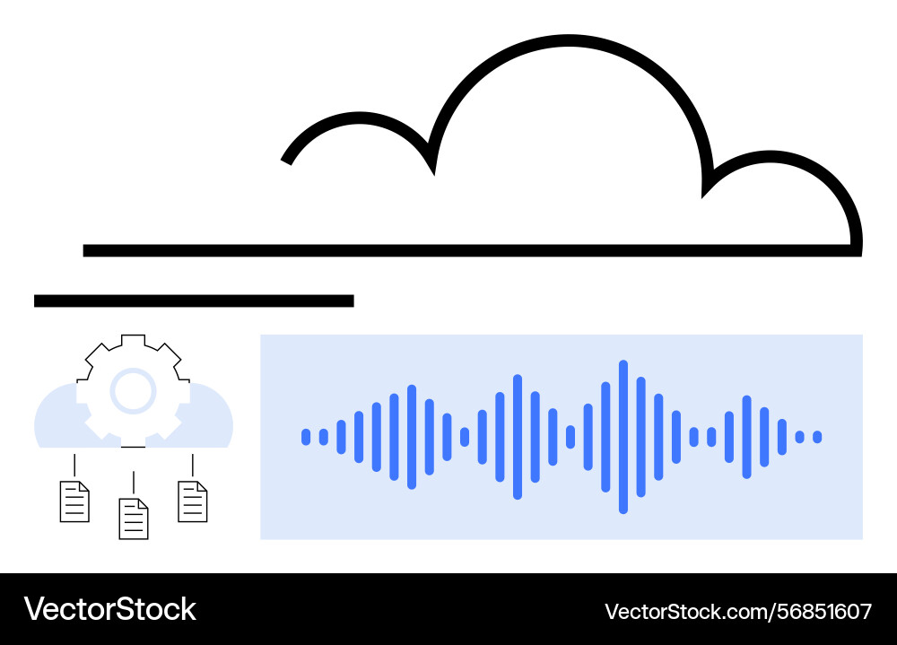 Cloud computing with audio waveform and data Cloud computing with audio waveform and data vector image