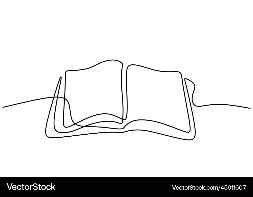 Continuous one line drawing open book a flying Continuous one line drawing open book a flying vector image