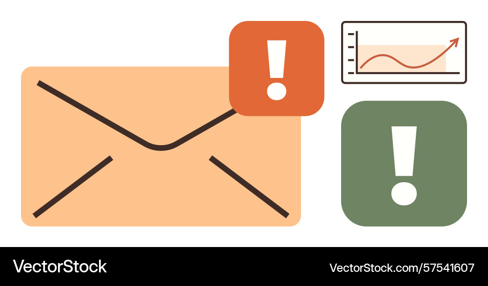 Email notification with alerts and performance vector image