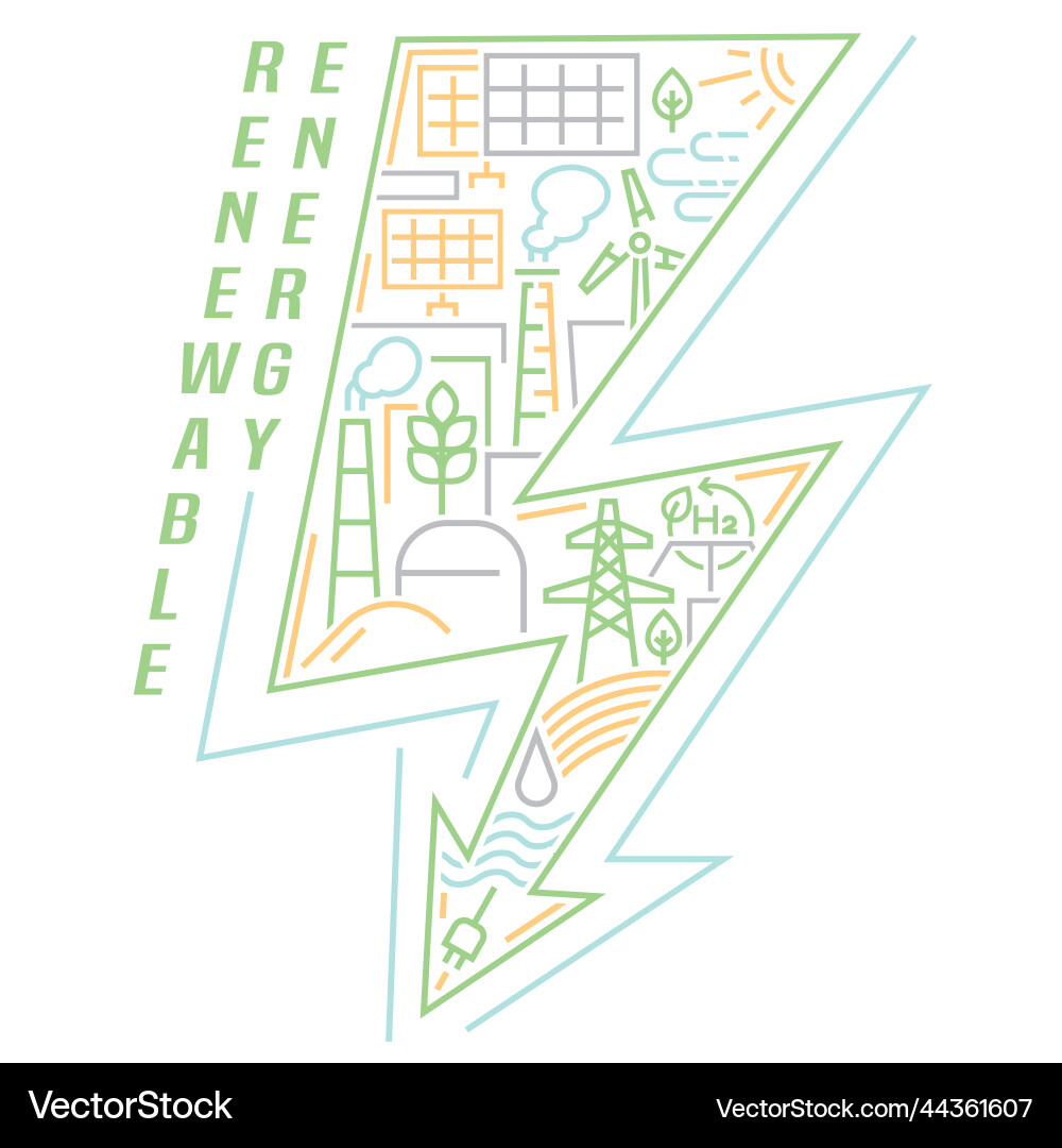 Erneuerbare nachhaltige Energielandschaft Poster Erneuerbare nachhaltige Energielandschaft Poster vektorbild