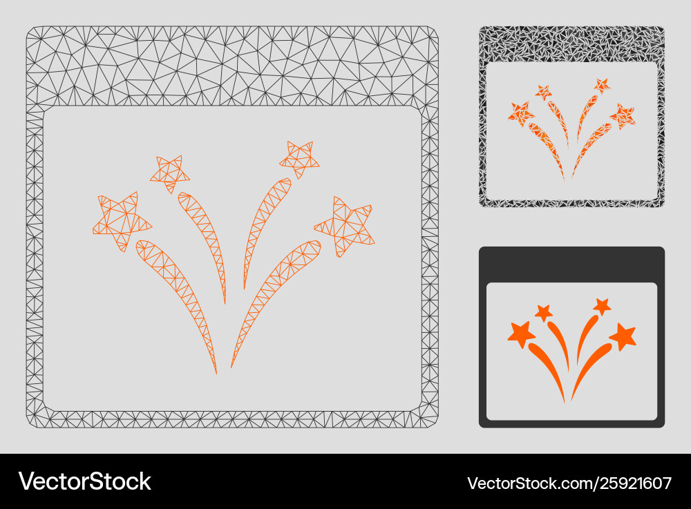 Fireworks calendar page mesh network model Fireworks calendar page mesh network model vector image