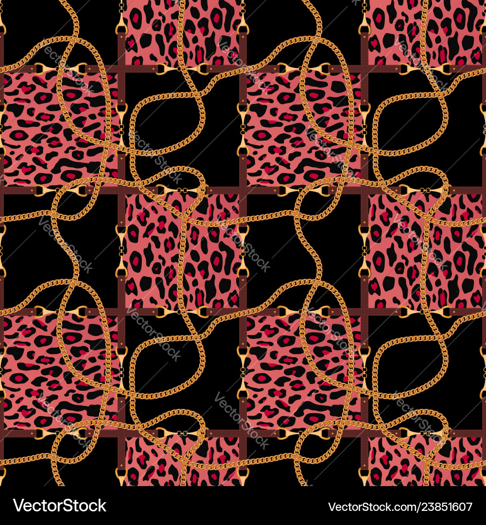 Leopard Skin Chain Pattern vector image