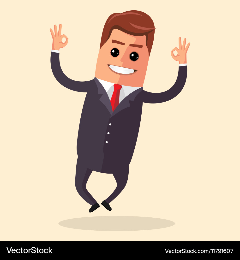 Manager character happy and with open arms Vector Image