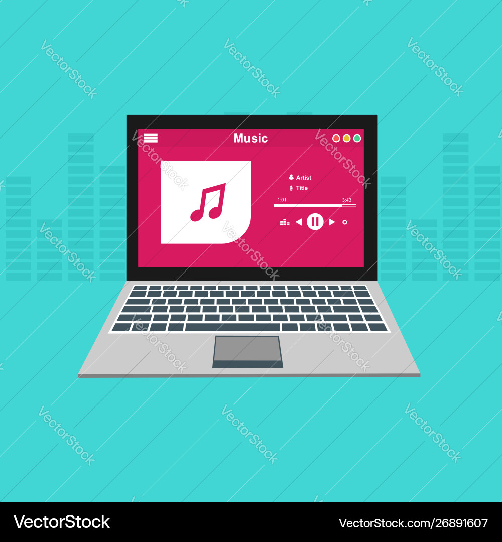 Media player application app template with flat Media player application app template with flat vector image