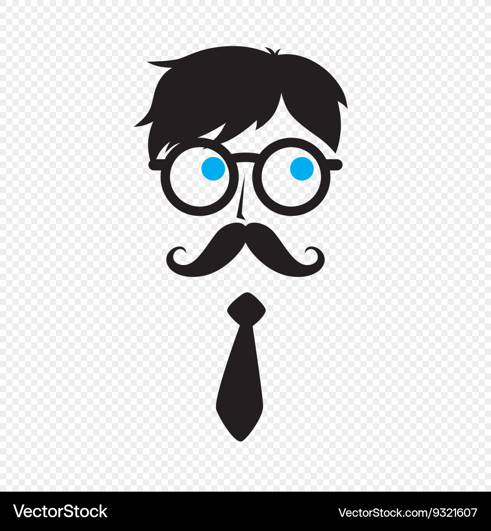 Nerd Guy with Mustache vector image