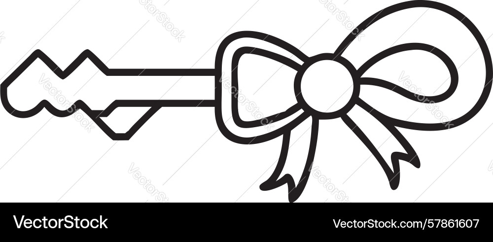 Ornate key with a bow gifting and access design Vector Image