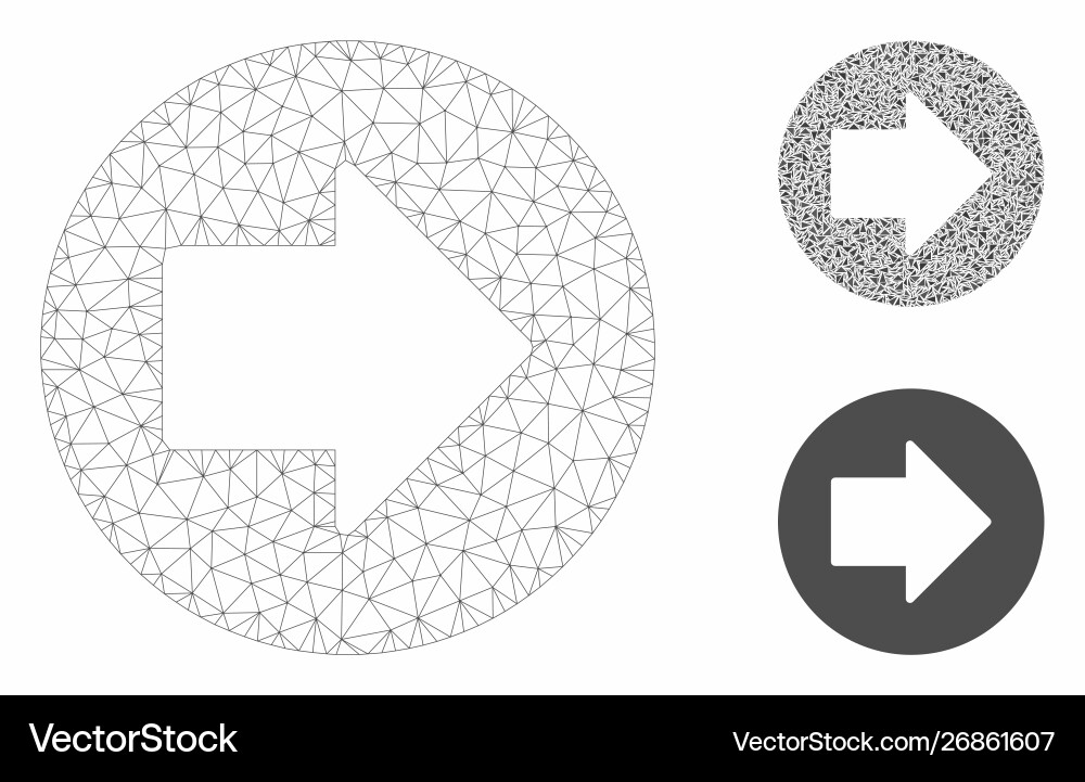 Right arrow mesh network model and triangle Right arrow mesh network model and triangle vector image