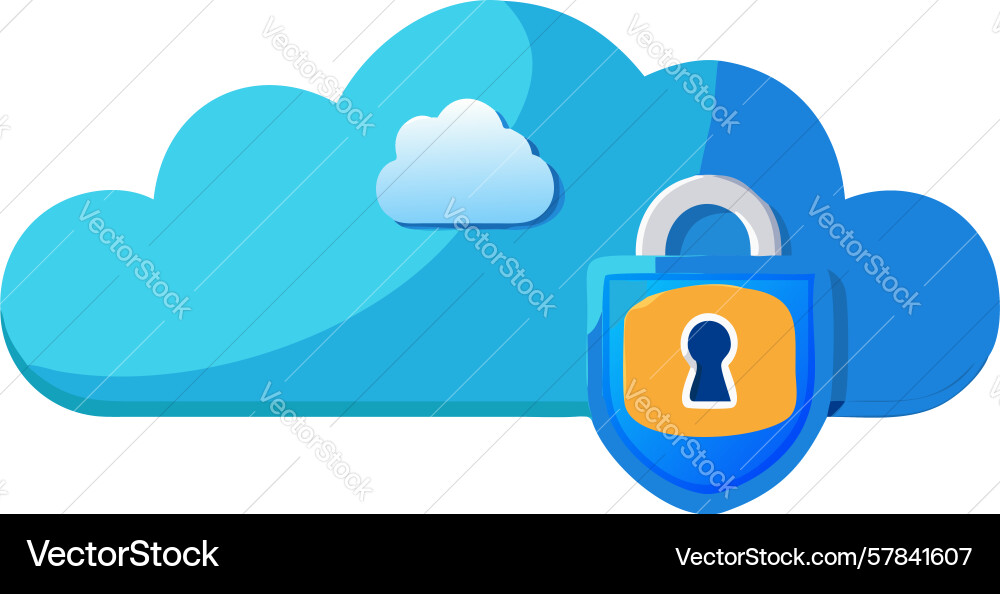 Secure cloud lock icon data protection design vector image