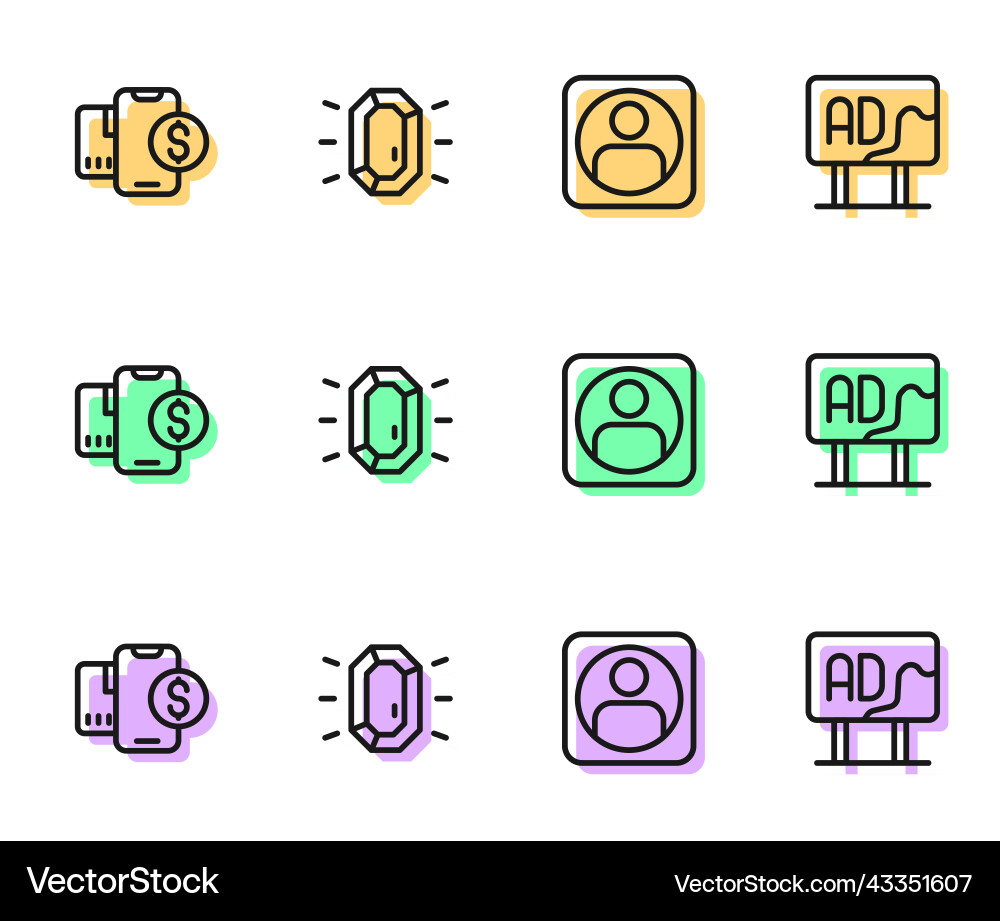 Set line create account screen mobile with dollar Vector Image