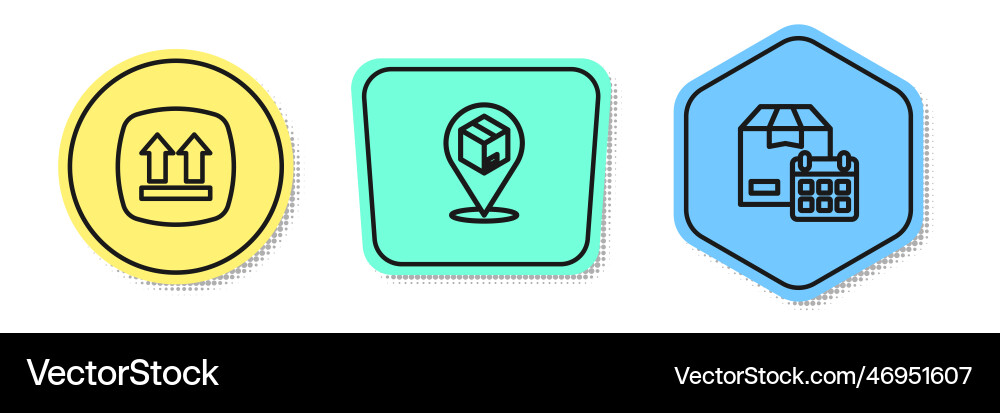 Set line this side up location with cardboard box Set line this side up location with cardboard box Vector Image