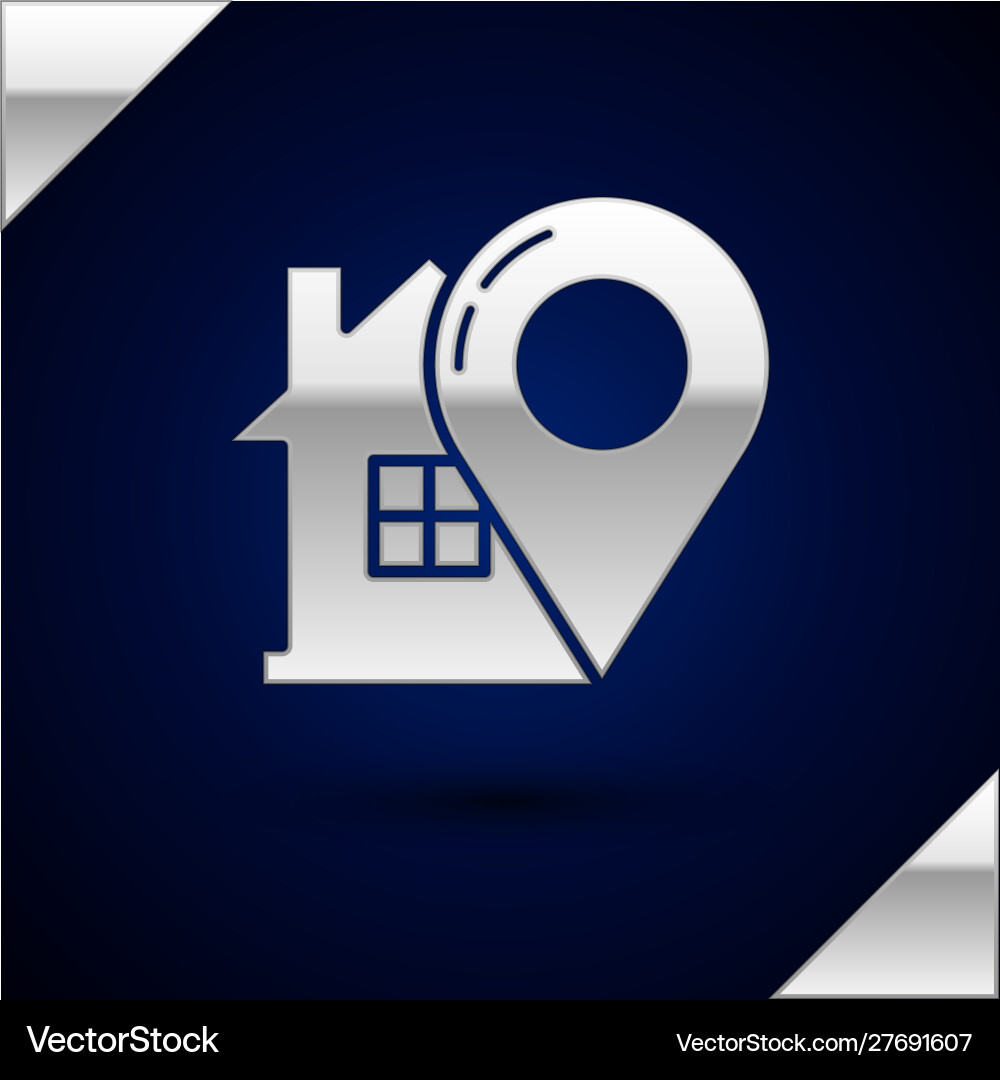 Silver map pointer with house icon isolated Silver map pointer with house icon isolated vector image