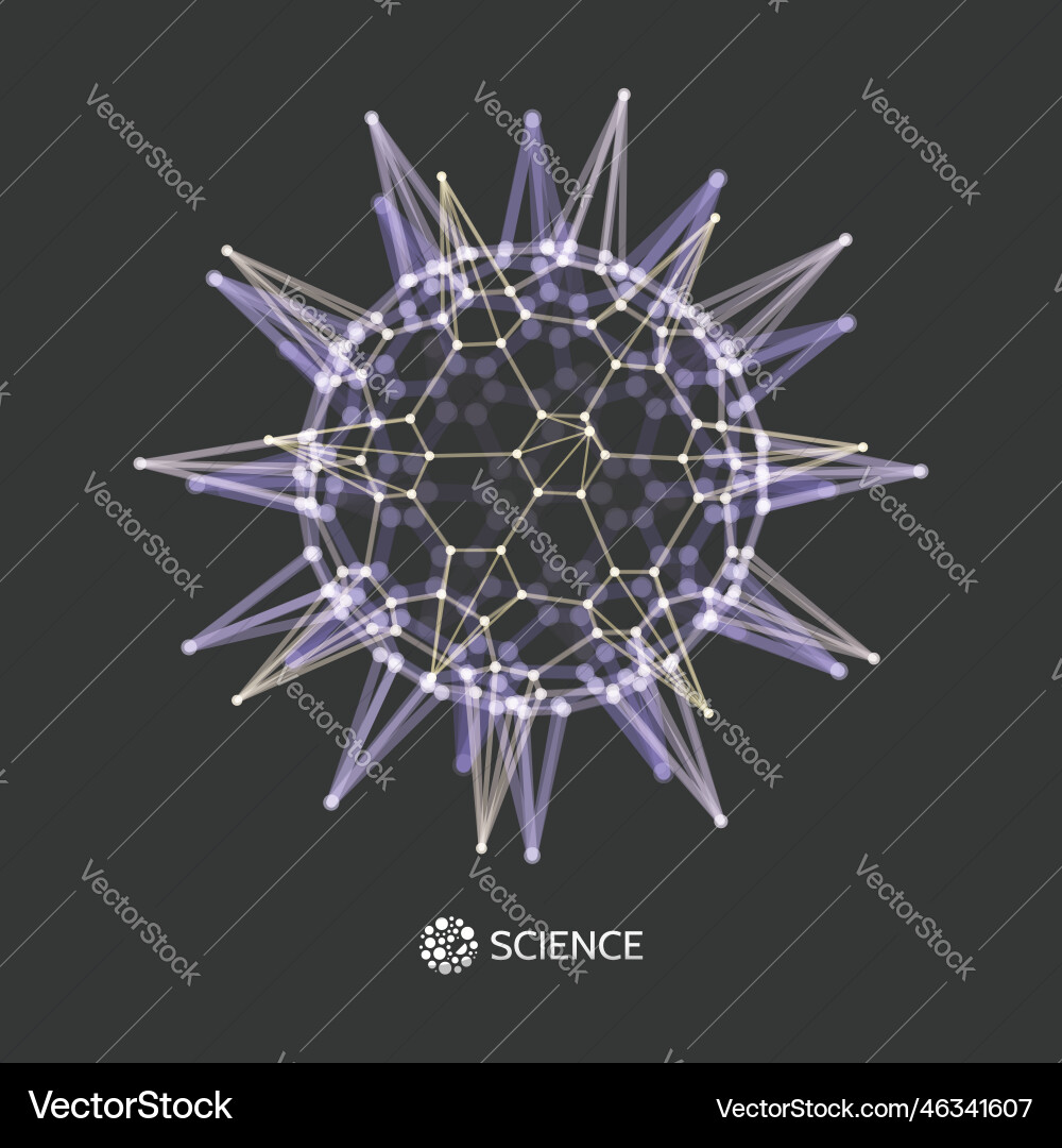 Sphere with connected lines and dots abstract 3d vector image