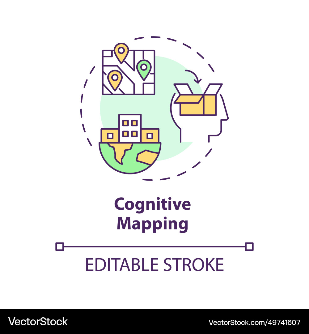 Thin line simple colorful cognitive mapping icon Vector Image