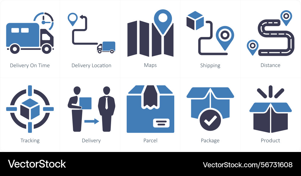 A set of 10 delivery icons as on time Vector Image