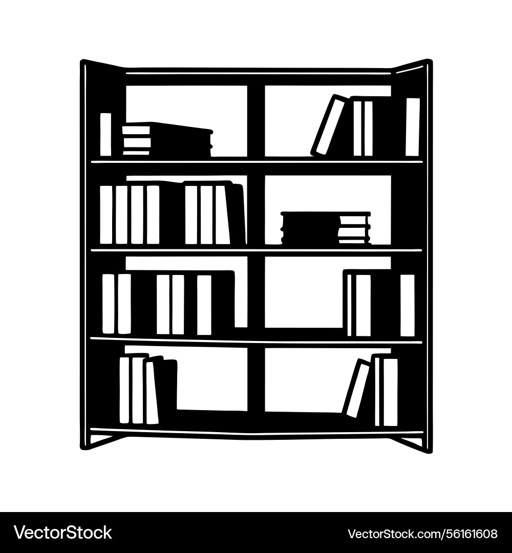 Bookshelf minimal outline for projects Vector Image