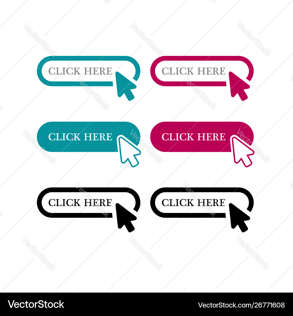 Click here buttons for web design Vector Image