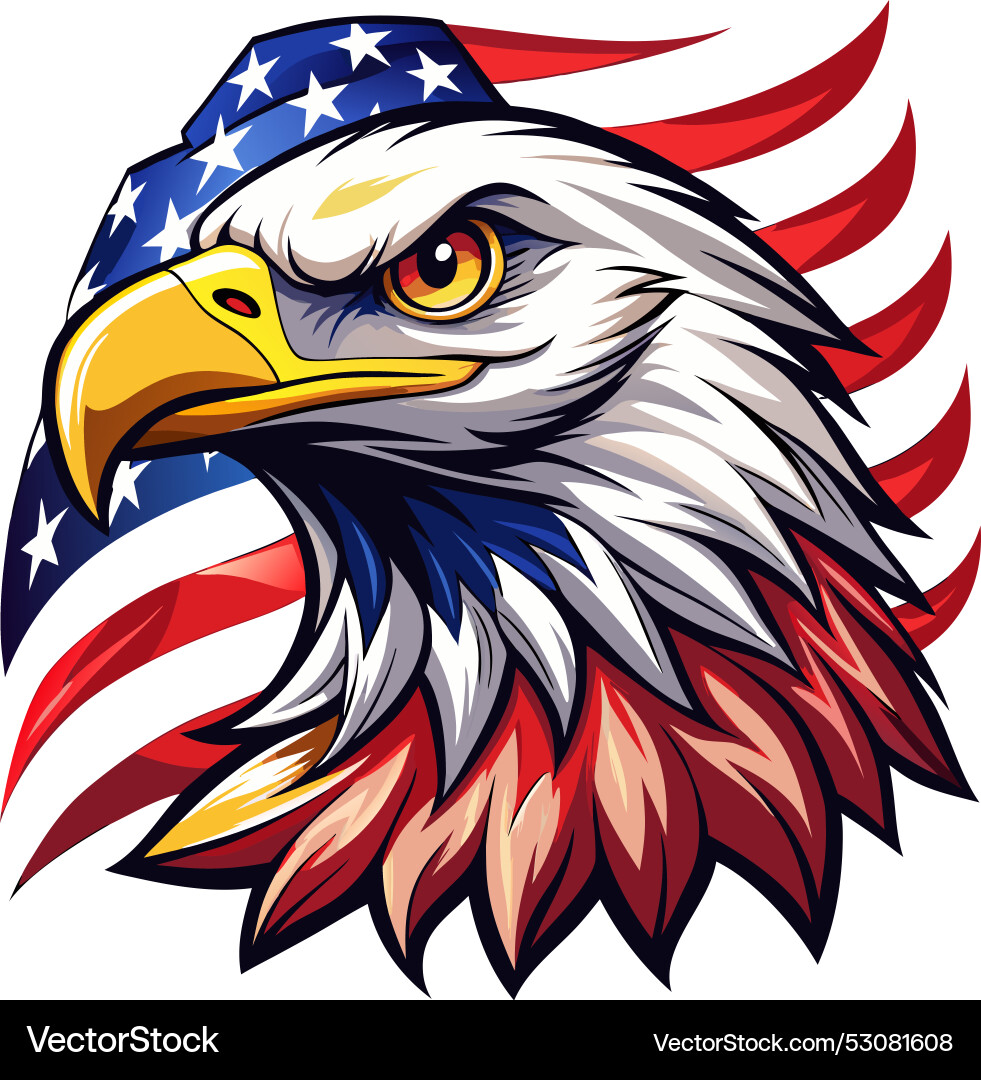 Eagle head with american flag pattern Royalty Free Vector