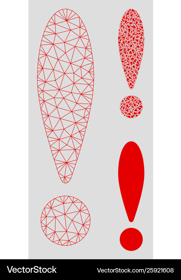 Exclamation sign mesh 2d model and triangle Exclamation sign mesh 2d model and triangle vector image