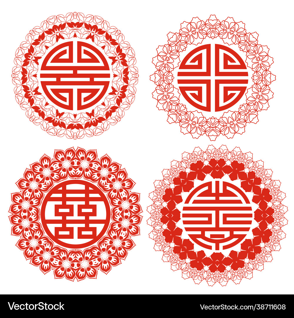 Feng shui symbols - patterns in a circle Feng shui symbols - patterns in a circle vector image