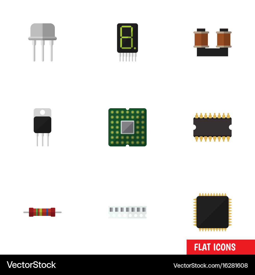 Flat icon electronics set of receiver memory vector image