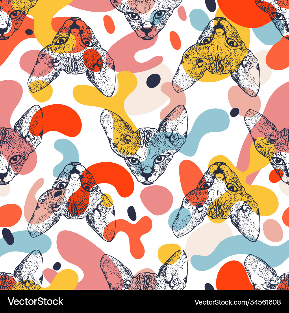 Heads sphinx kittens seamless pattern Heads sphinx kittens seamless pattern vector image