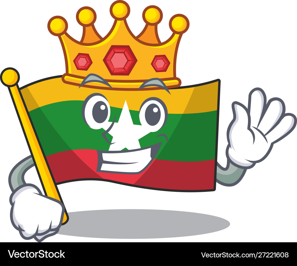 King flag myanmar folded in character drawer Vector Image