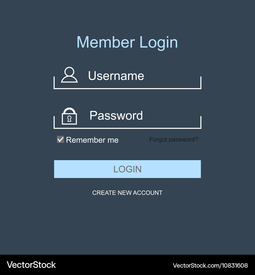 Login form menu with simple line icons vector image