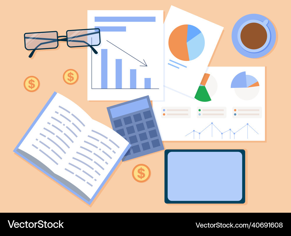 Mess on desktop Mess on desktop Vector Image