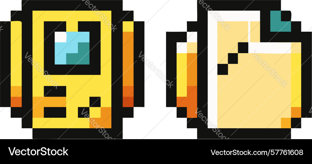 Pixelated file system digital document vector image