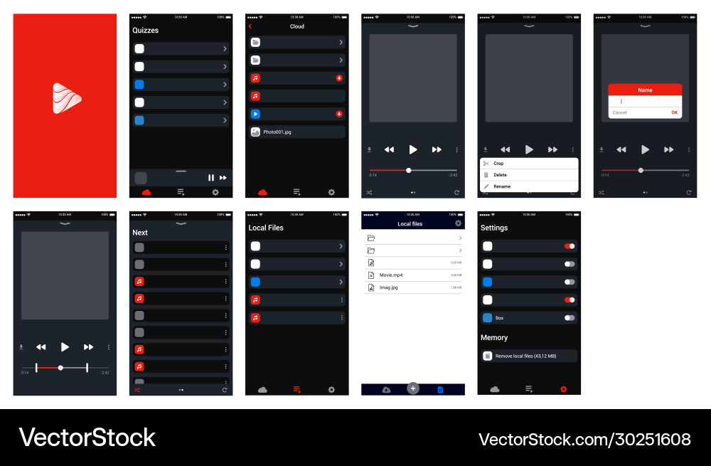 Play music ui design mobile user interface Vector Image