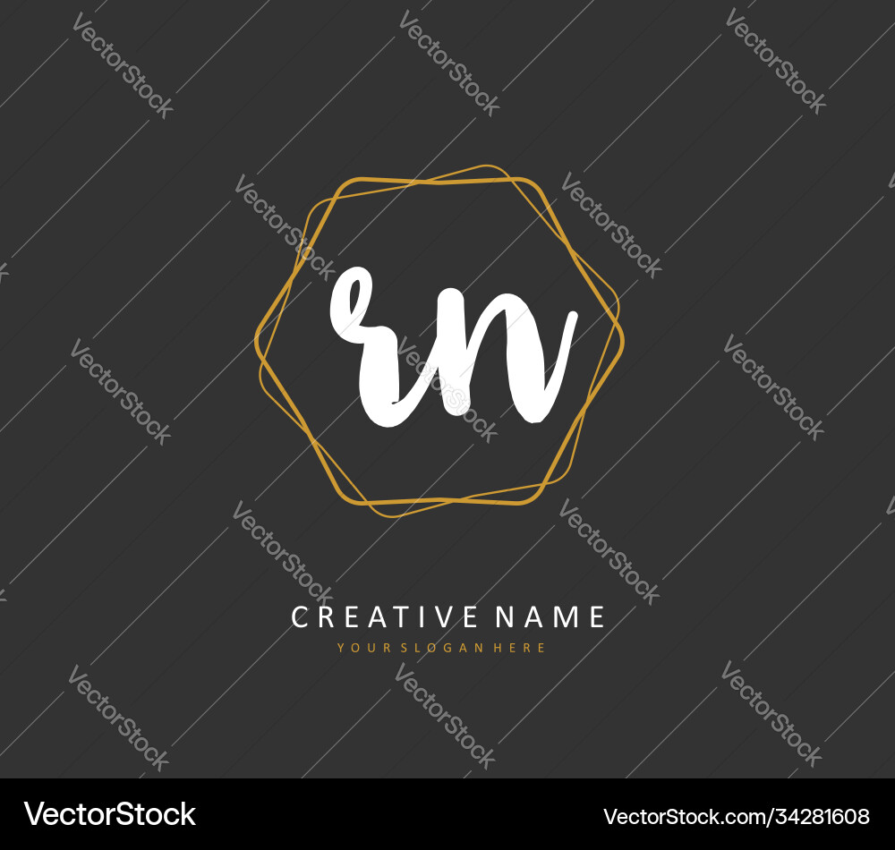 R n rn initial letter handwriting and signature vector image