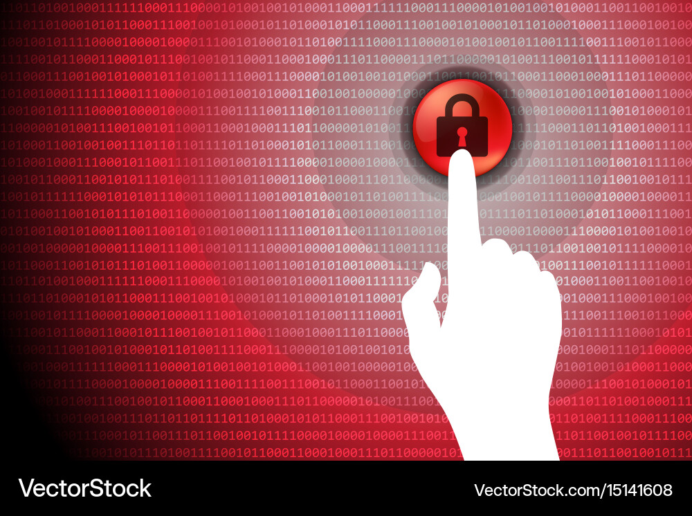 Red technology background touch lock button Vector Image