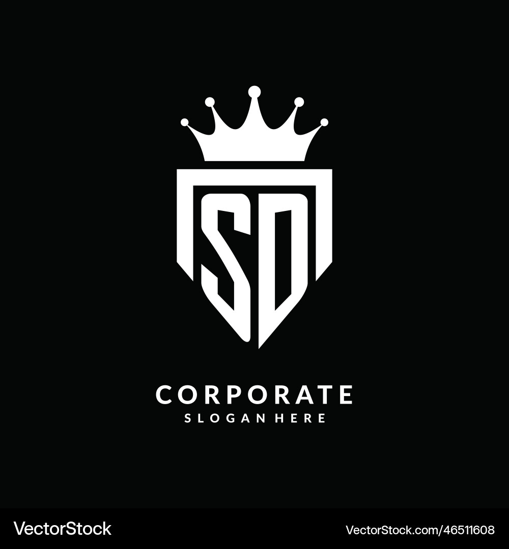 SD Initial Monogram with Crown vector image