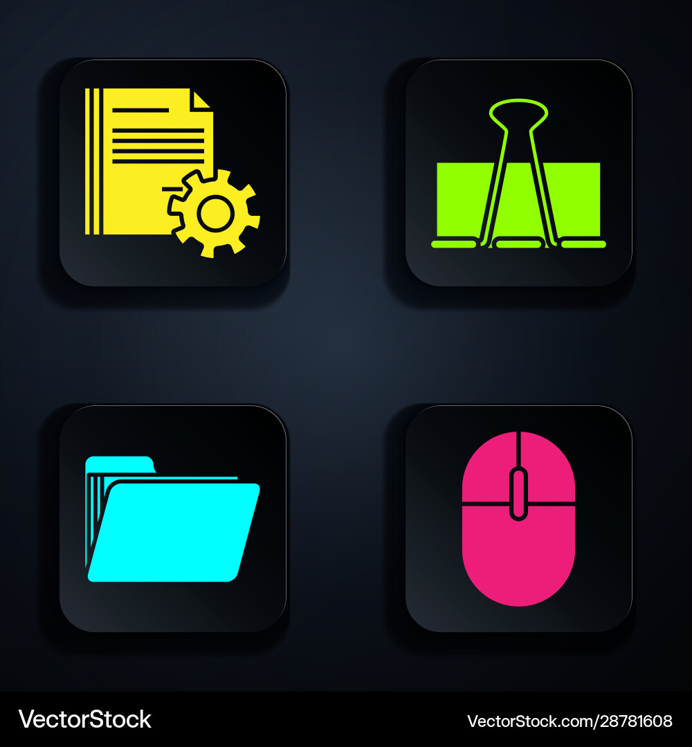 Set computer mouse document settings with gears Set computer mouse document settings with gears vector image