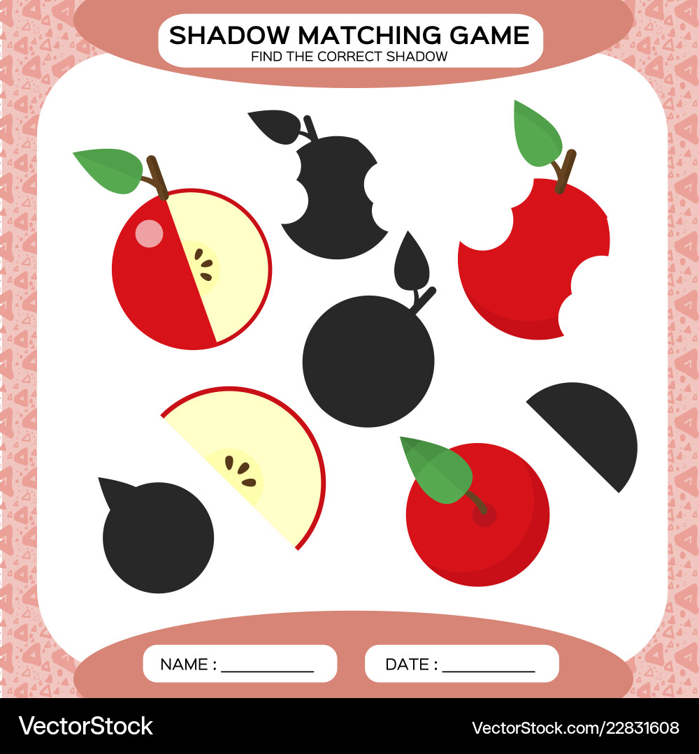 Shadow matching game find the correct shadows Shadow matching game find the correct shadows vector image