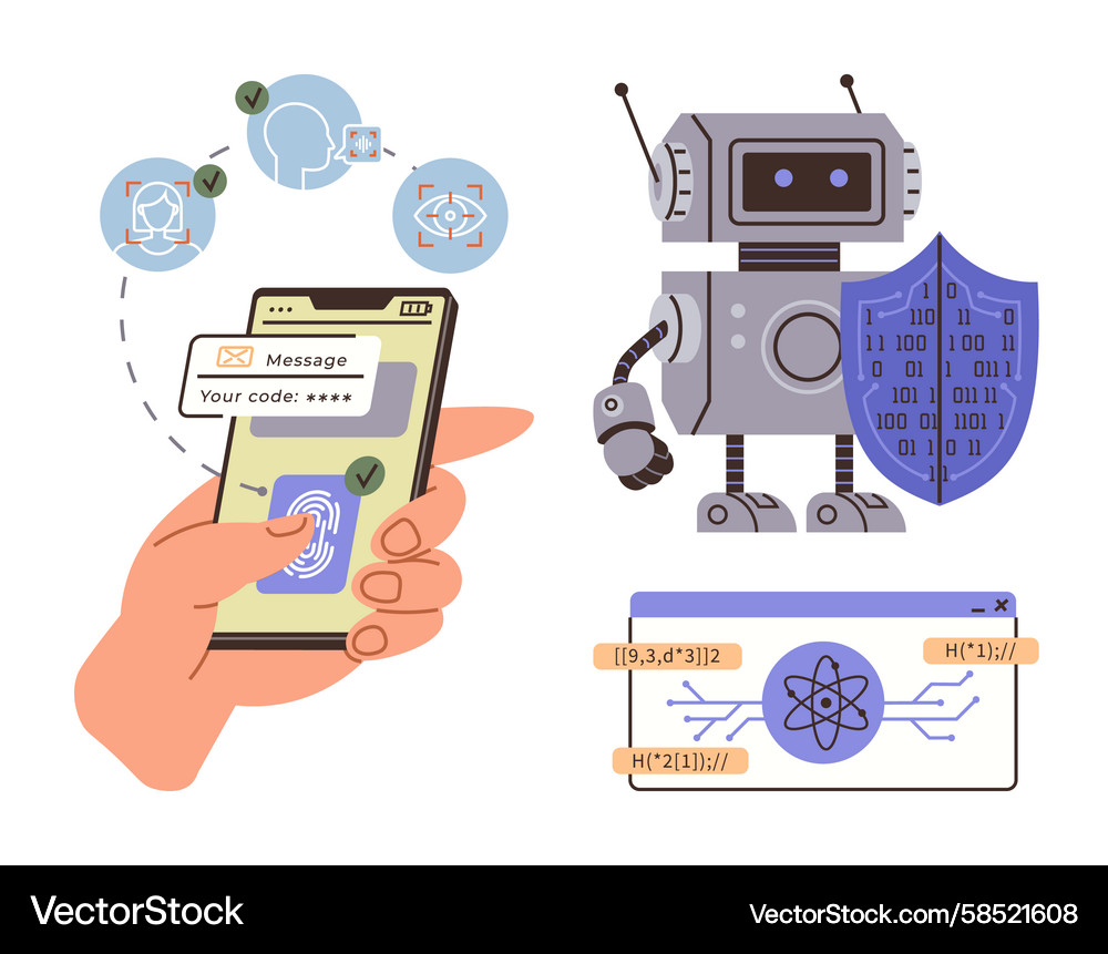 Smartphone Multi-Factor Authentication Vector Image