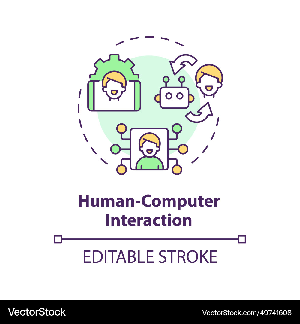 Thin line colorful human computer interaction Thin line colorful human computer interaction vector image