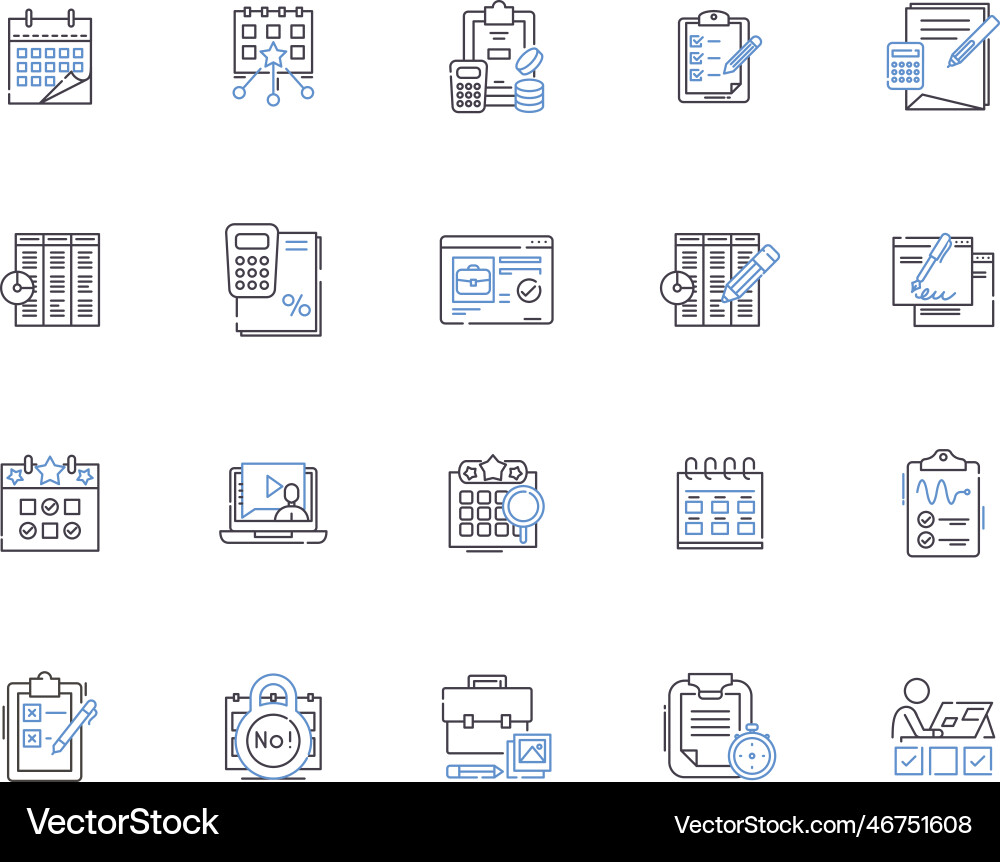 Time and date outline icons collection Vector Image
